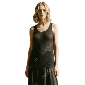 Vince Soft Metal Knit Mesh Top